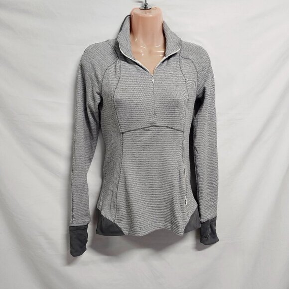 Lululemon Define 1/4 Zip Jacket Women Size 4 Gray Striped - Picture 1 of 14